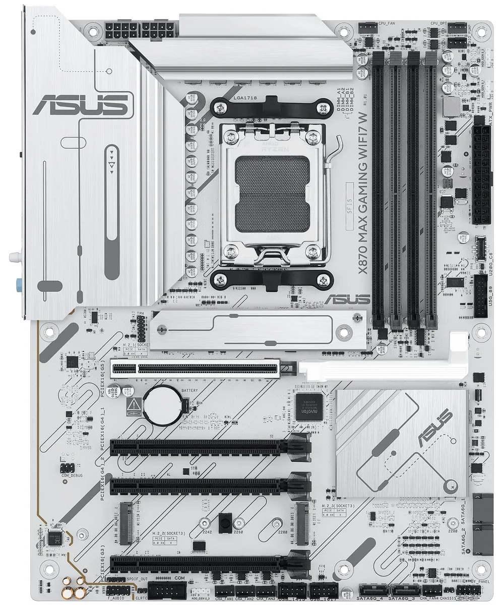 Материнcька плата ASUS X870 MAX GAMING WIFI7 W sAM5 X870 4xDDR5 M.2 HDMI USB Type-C Wi-Fi BT ATX білий