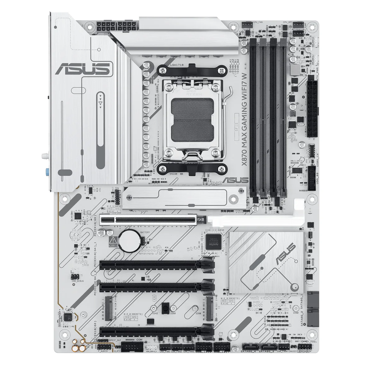 Материнcька плата ASUS X870 MAX GAMING WIFI7 W sAM5 X870 4xDDR5 M.2 HDMI USB Type-C Wi-Fi BT ATX білий