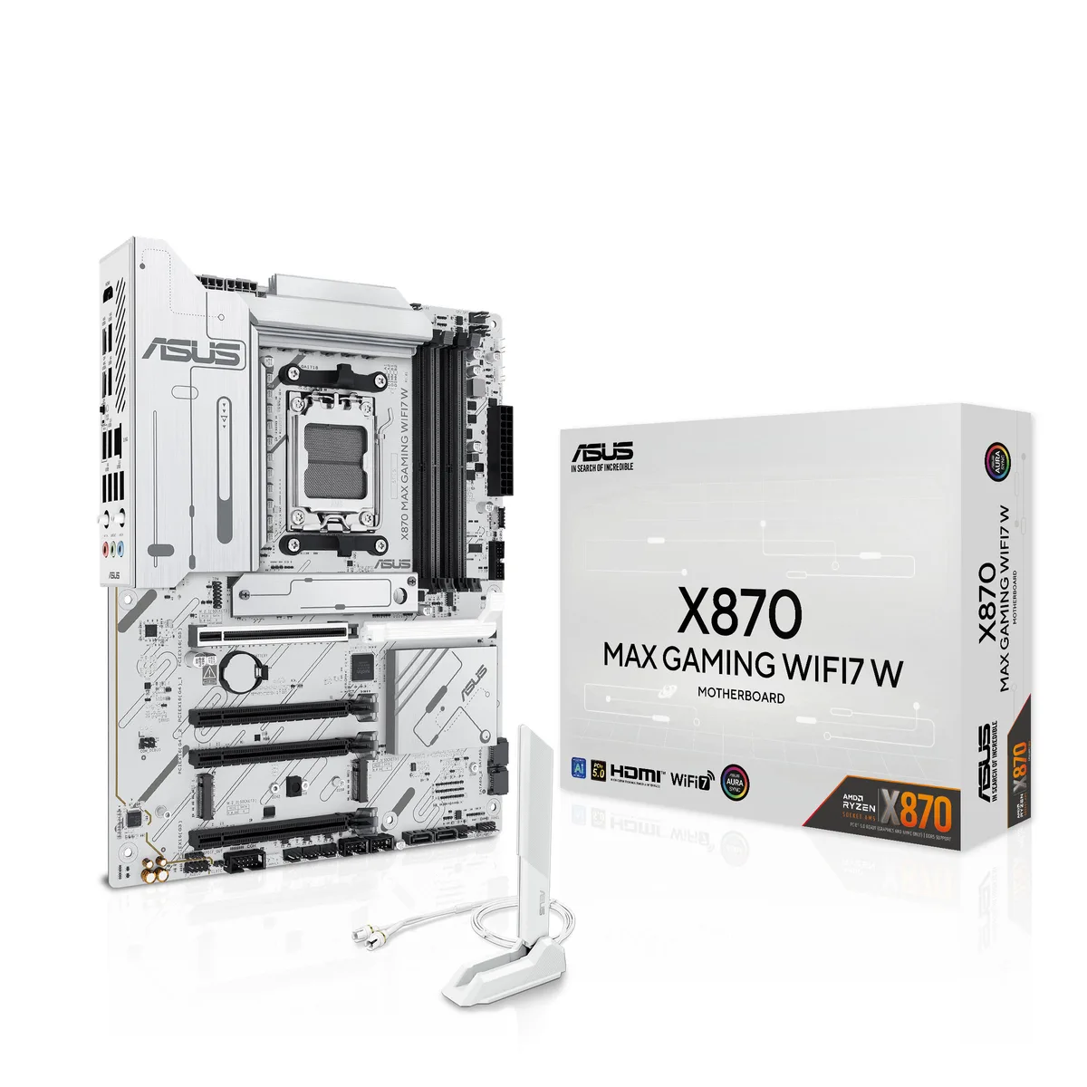 Материнcька плата ASUS X870 MAX GAMING WIFI7 W sAM5 X870 4xDDR5 M.2 HDMI USB Type-C Wi-Fi BT ATX білий