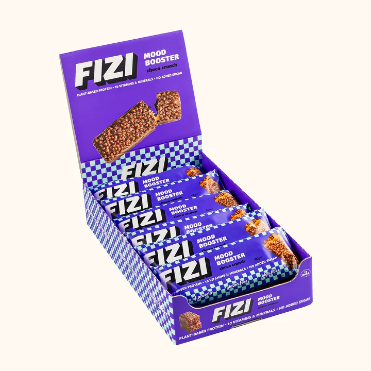 FIZI Mood Booster 12x40g Шоколадний батончик з карамеллю та хрусткими кульками
