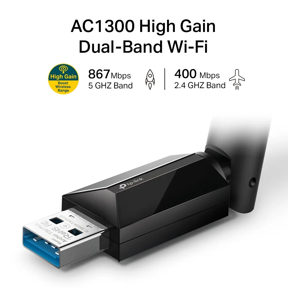 Адаптер WiFi TP-Link USB 3.0 дводіапазонний 173,4х57х18 мм чорний