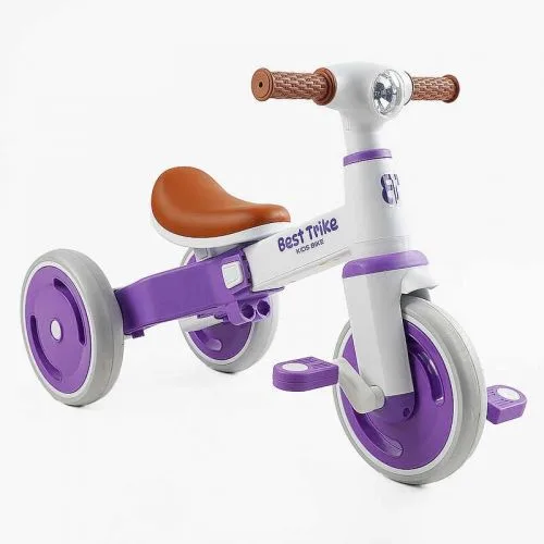 Велосипед трехколесный Best Trike для детей с ручкой и защитным козырьком детский транспорт