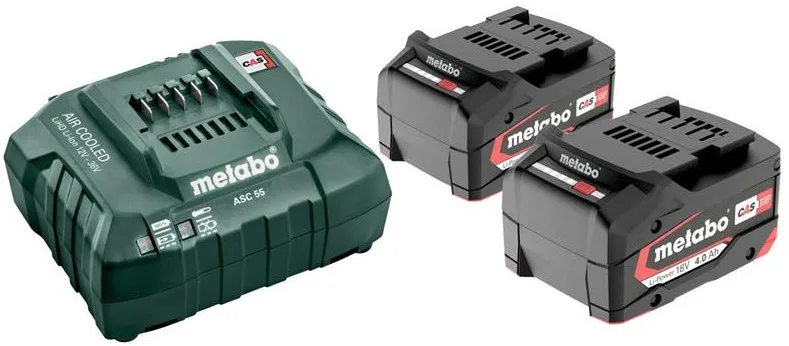 Комплект батареї та зарядного пристрою Metabo 18В 2х4А·год Модель ASC55.