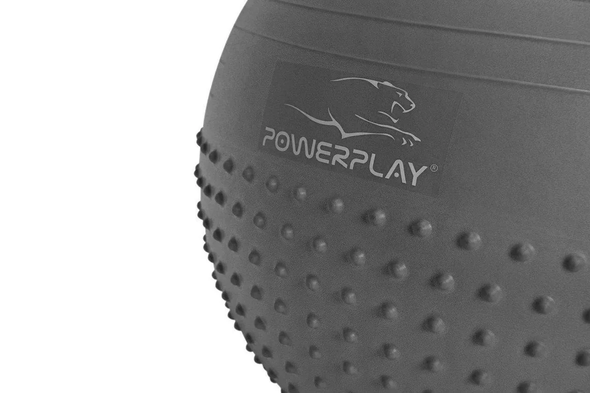 Мяч для фитнеса Active Point PVC 65 см Серый полумассажный с насосом