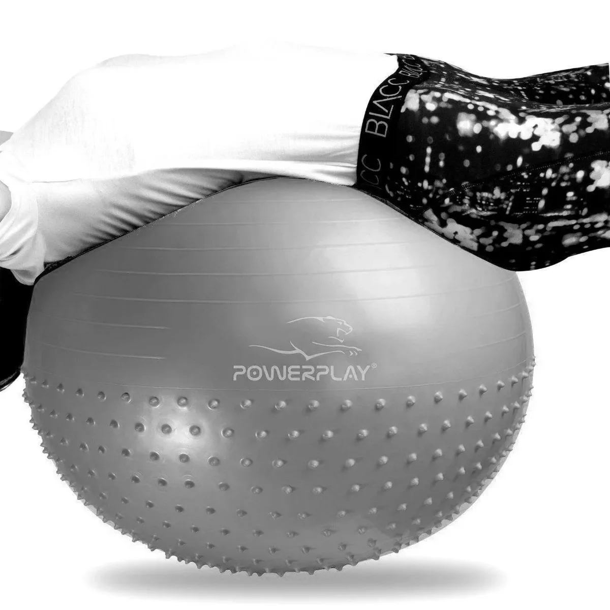 Мяч для фитнеса Active Point PVC 65 см Серый полумассажный с насосом
