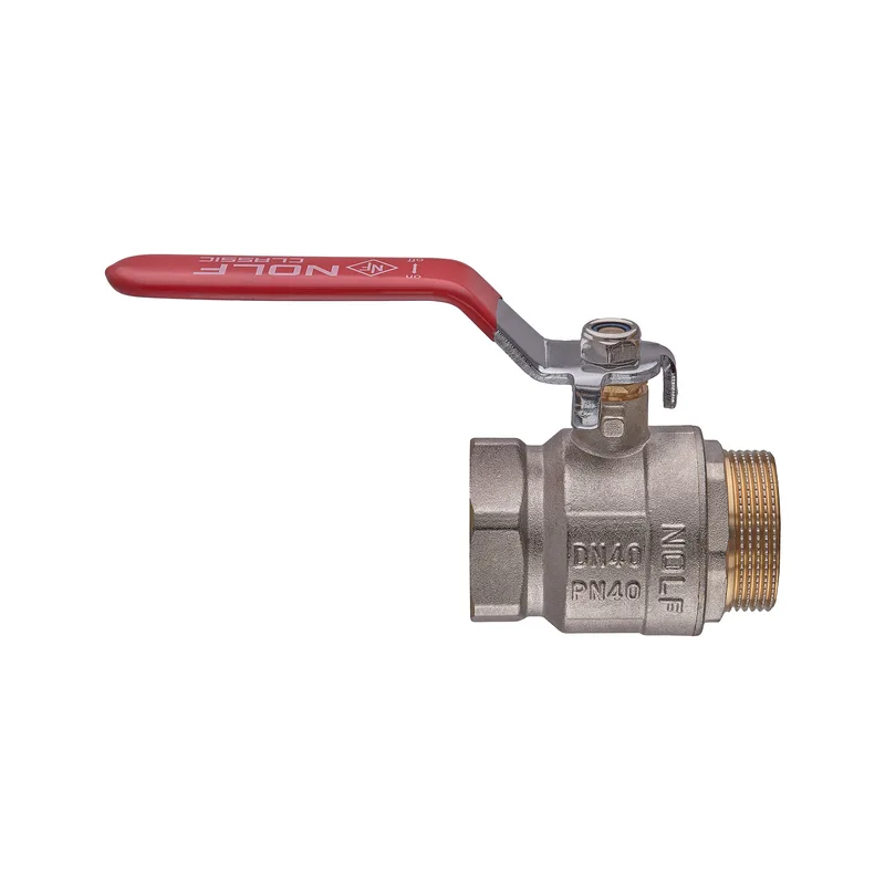 Кран шаровой 1 1/2" NOLF CLASSIC латунный CW617N красный рычаг 40 бар 40 мм стальной