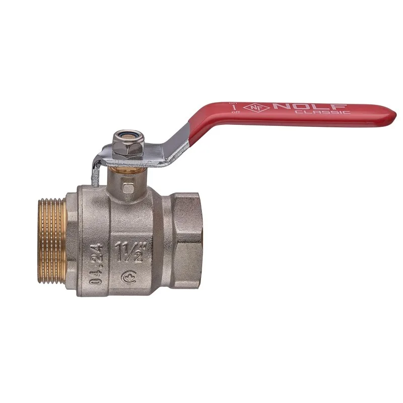 Кран шаровой 1 1/2" NOLF CLASSIC латунный CW617N красный рычаг 40 бар 40 мм стальной
