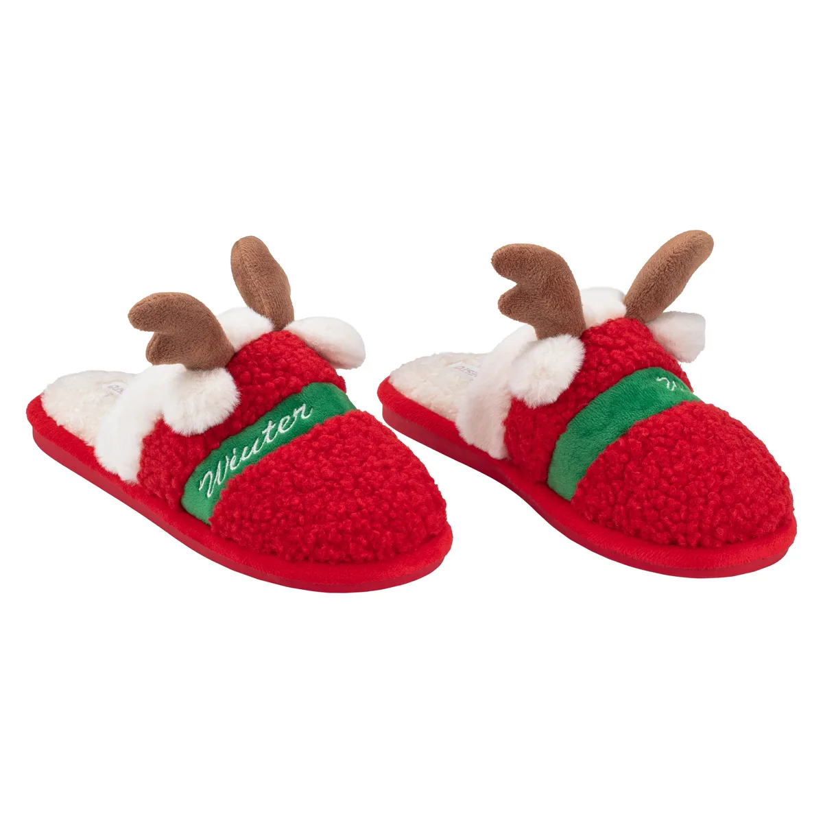 Домашние красные тапочки ARDESTO Christmas, размер 36/37, 100% полиэстер, подошва из резины