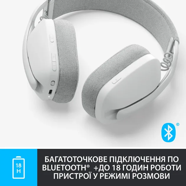 Гарнитура Logitech Беспроводная Полноразмерная Тканевая Белая