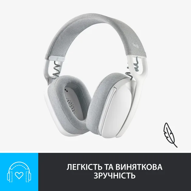 Гарнитура Logitech Беспроводная Полноразмерная Тканевая Белая