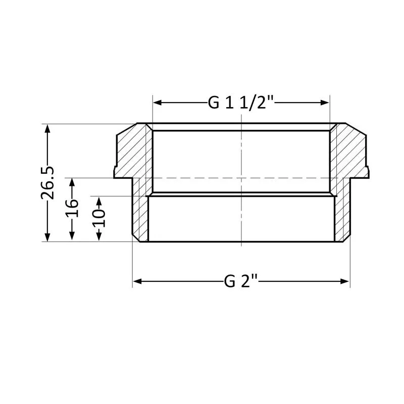 Футорка редукційна 2"x1 1/2" латунна Thermo Alliance Standart для труб різьбове з'єднання