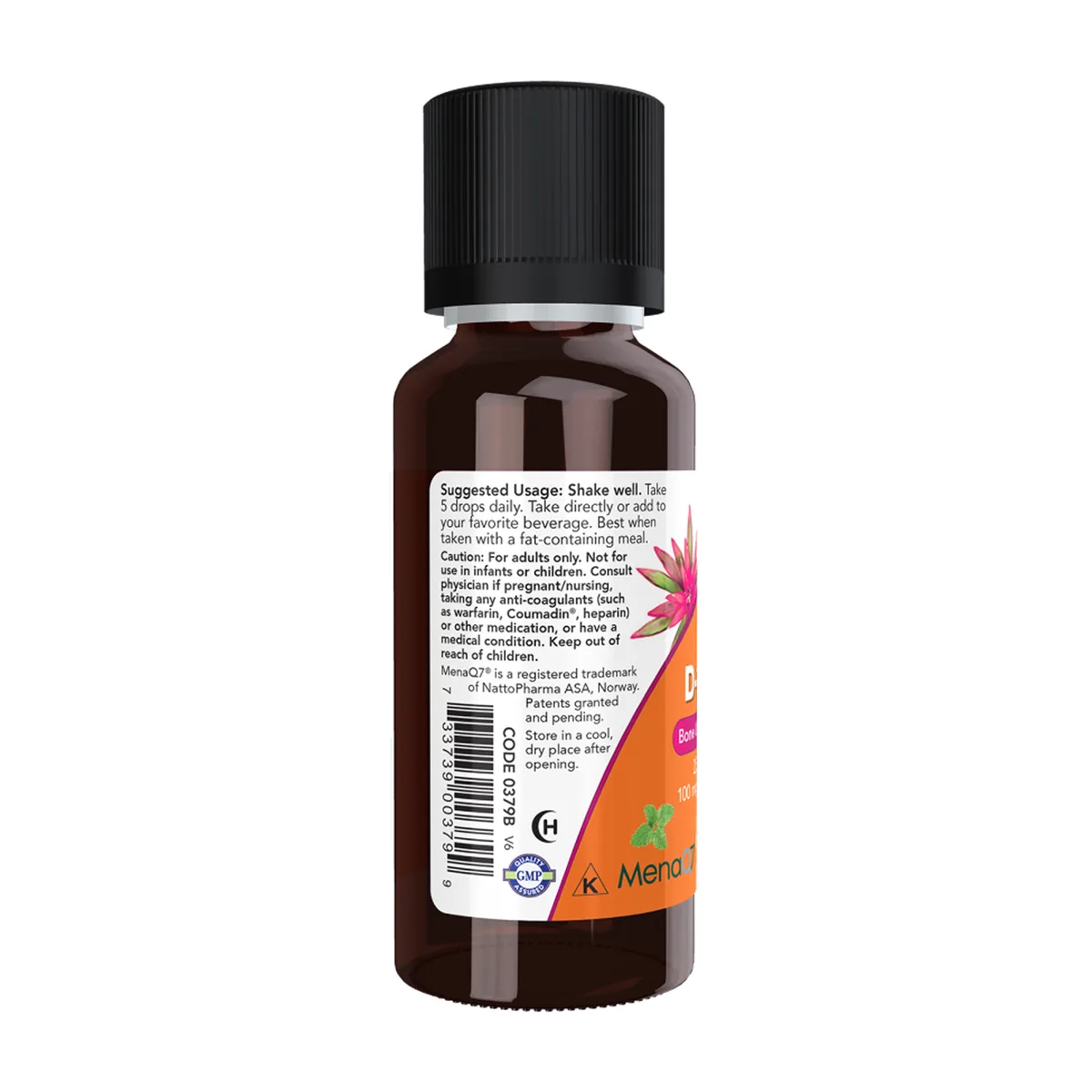 Вітамін D3 та K2 MK-7 рідкий 30 мл Now Foods без ГМО для здоров'я кісток та серця.