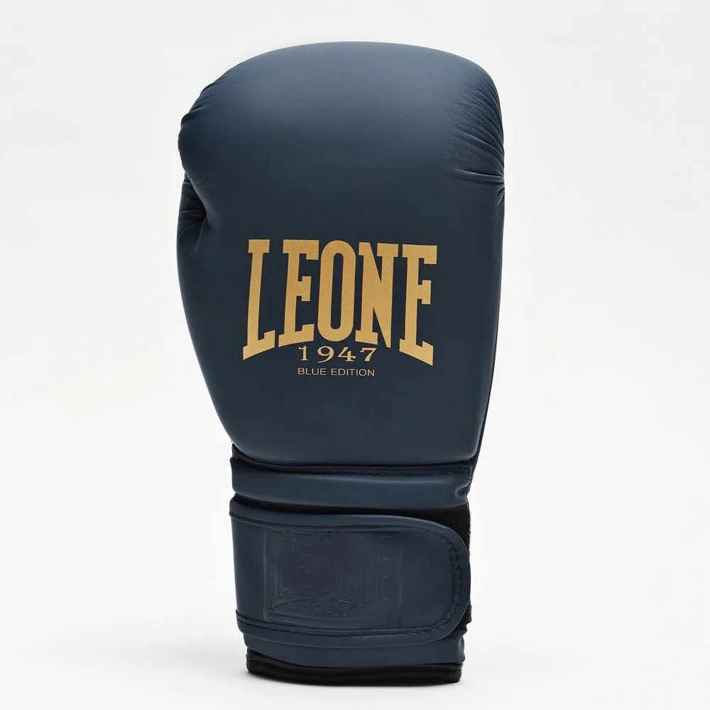 Боксерські рукавиці Leone штучна шкіра 10 унцій сині з капою