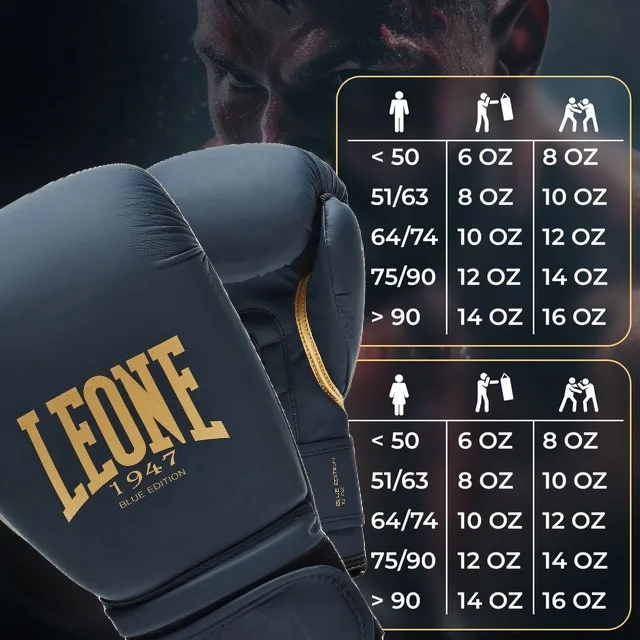 Боксерські рукавиці Leone штучна шкіра 10 унцій сині з капою