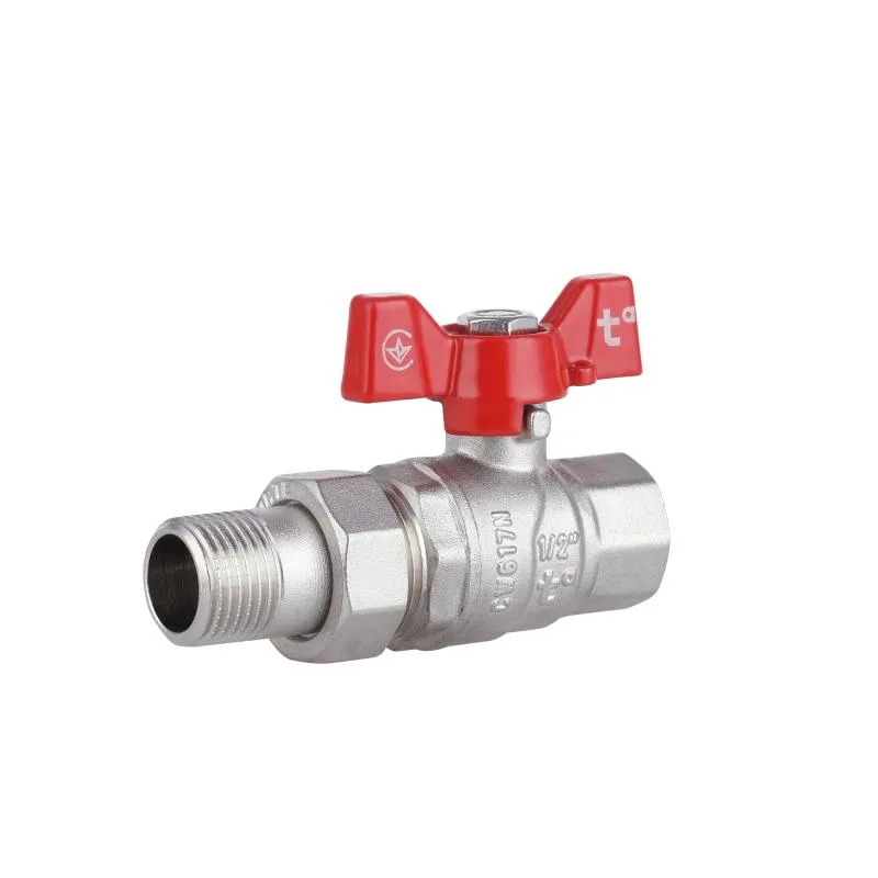 Кран шаровой 1/2" прямой с ручкой-бабочкой латунь никелированный Thermo Alliance Forte
