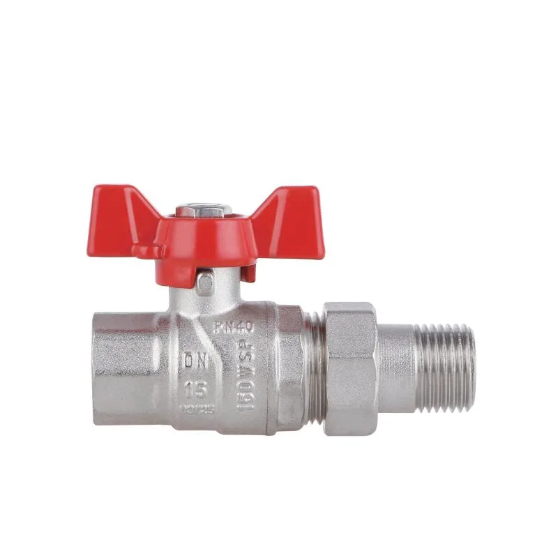 Кран кульовий 1/2" прямий з ручкою метелик латунь нікельований Thermo Alliance Forte