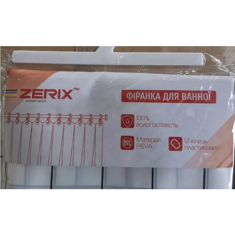 Шторка для ванної Zerix PEVA 180x180 см Візерунок Клітина біла