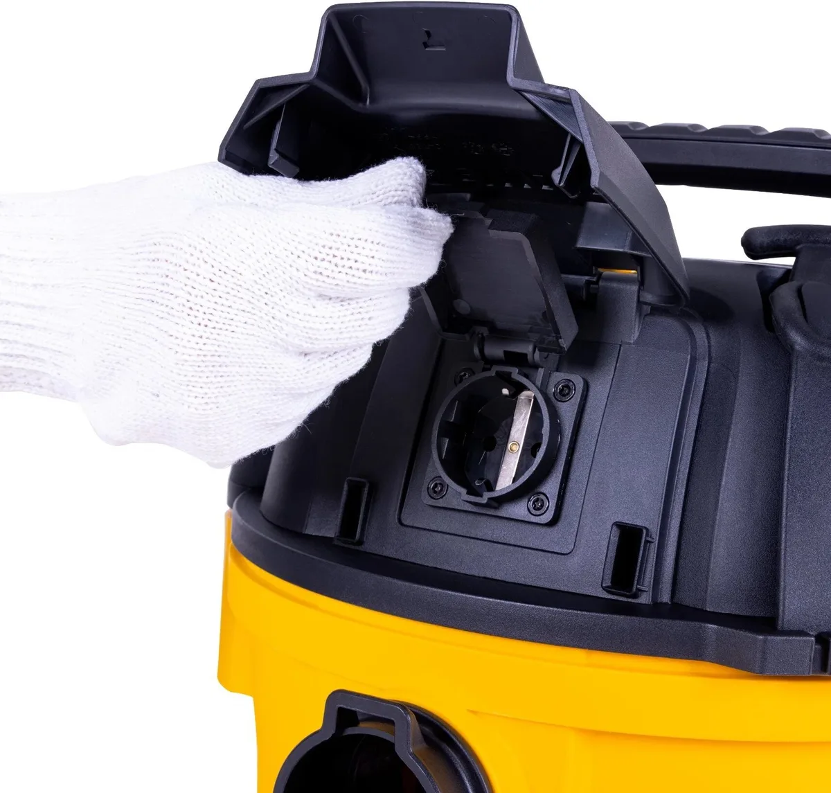 Професійний пилосос DeWalt потужністю 1050 Вт, з силою всмоктування 15 кПа, об'ємом контейнера 20 л, вагою 6.2 кг.