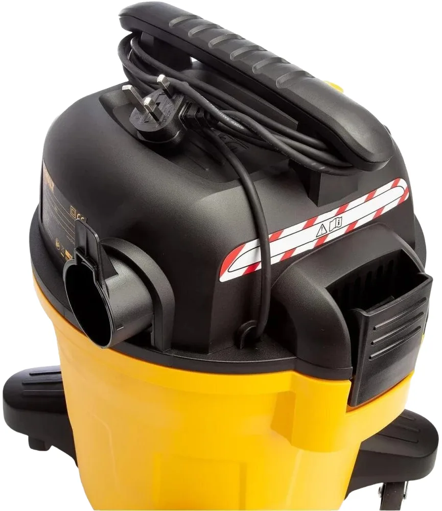 Професійний пилосос DeWalt потужністю 1050 Вт, з силою всмоктування 15 кПа, об'ємом контейнера 20 л, вагою 6.2 кг.