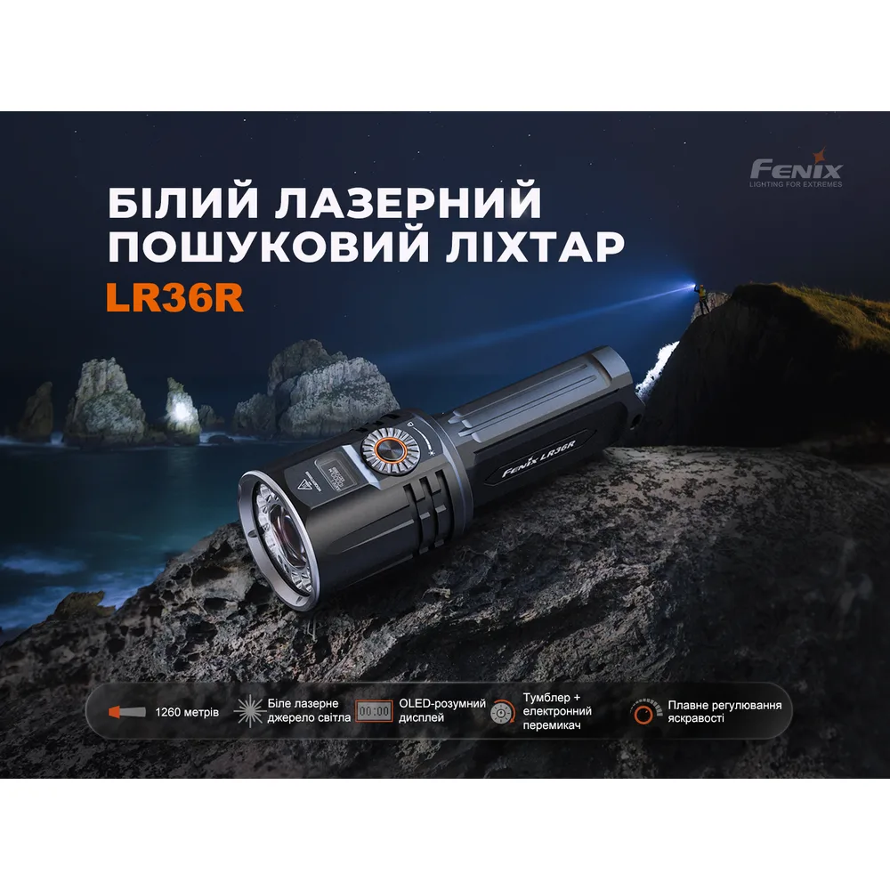 Ліхтар ручний пошуковий лазерний Fenix алюміній 160,7х56,2х55,1 мм білий жовтий