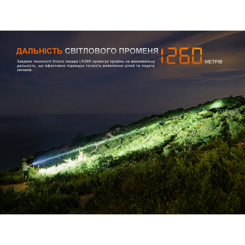 Ліхтар ручний пошуковий лазерний Fenix алюміній 160,7х56,2х55,1 мм білий жовтий