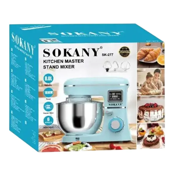 Планетарний міксер Sokany 1800 Вт 8 л металевий блакитний