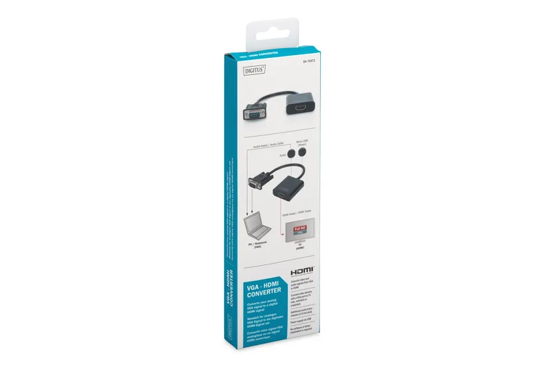 Адаптер DIGITUS VGA > HDMI (M/F), Full HD