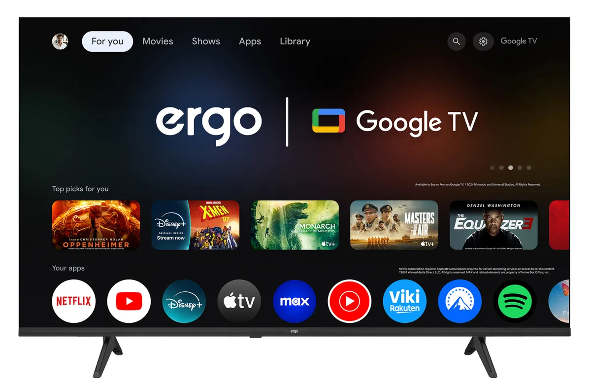 Телевізор ERGO QLED 55 дюймів UHD 4K Чорний