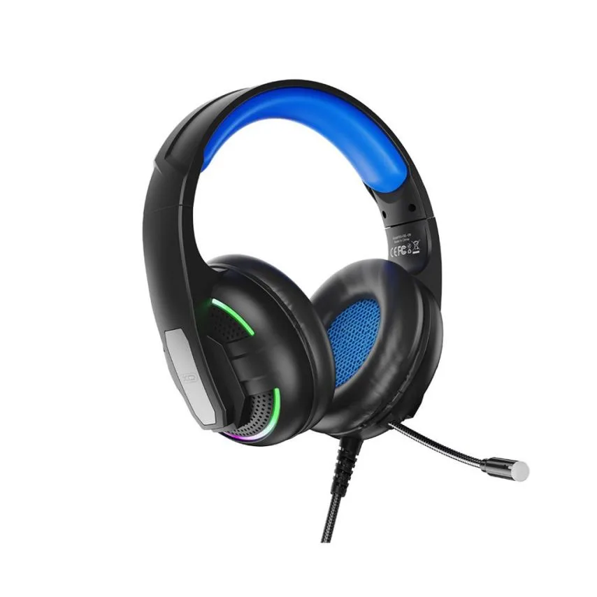 Навушники XO ігрові дротові RGB шкірозамінник чорні