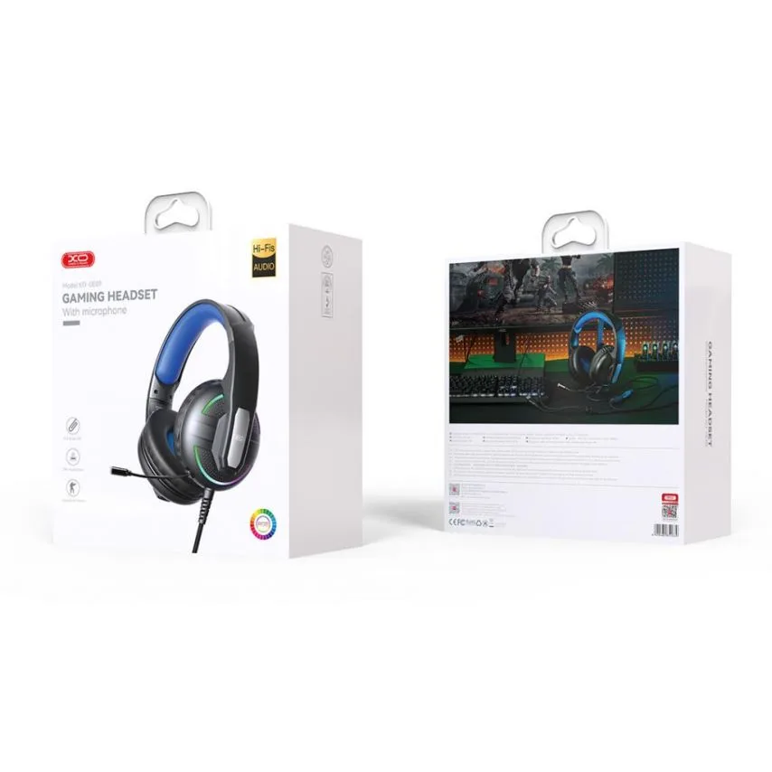 Навушники XO ігрові дротові RGB шкірозамінник чорні