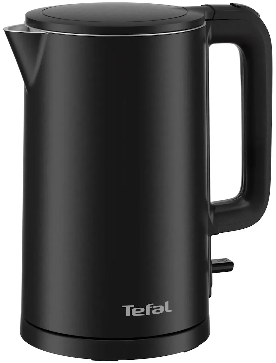 Електричний чайник Tefal Thermo Protect, 1.5л, пластиковий корпус, нержавіюча сталь, чорний колір.