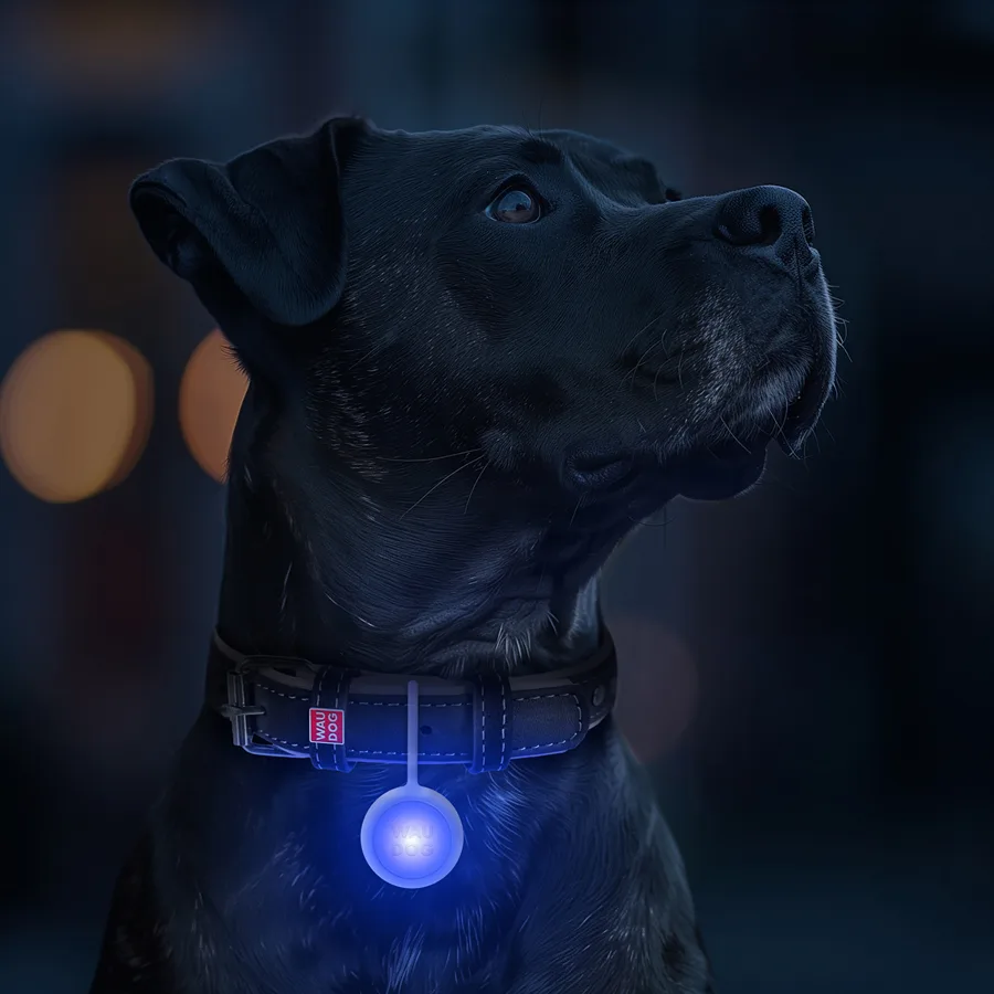 Ліхтарик WAUDOG LED для собак і котів 7,5х3,7х1,4 см силіконовий чорний IP54