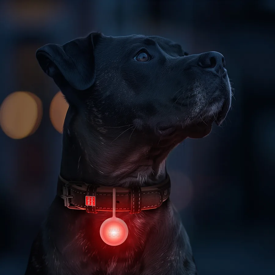 Ліхтарик WAUDOG LED для собак і котів 7,5х3,7х1,4 см силіконовий чорний IP54