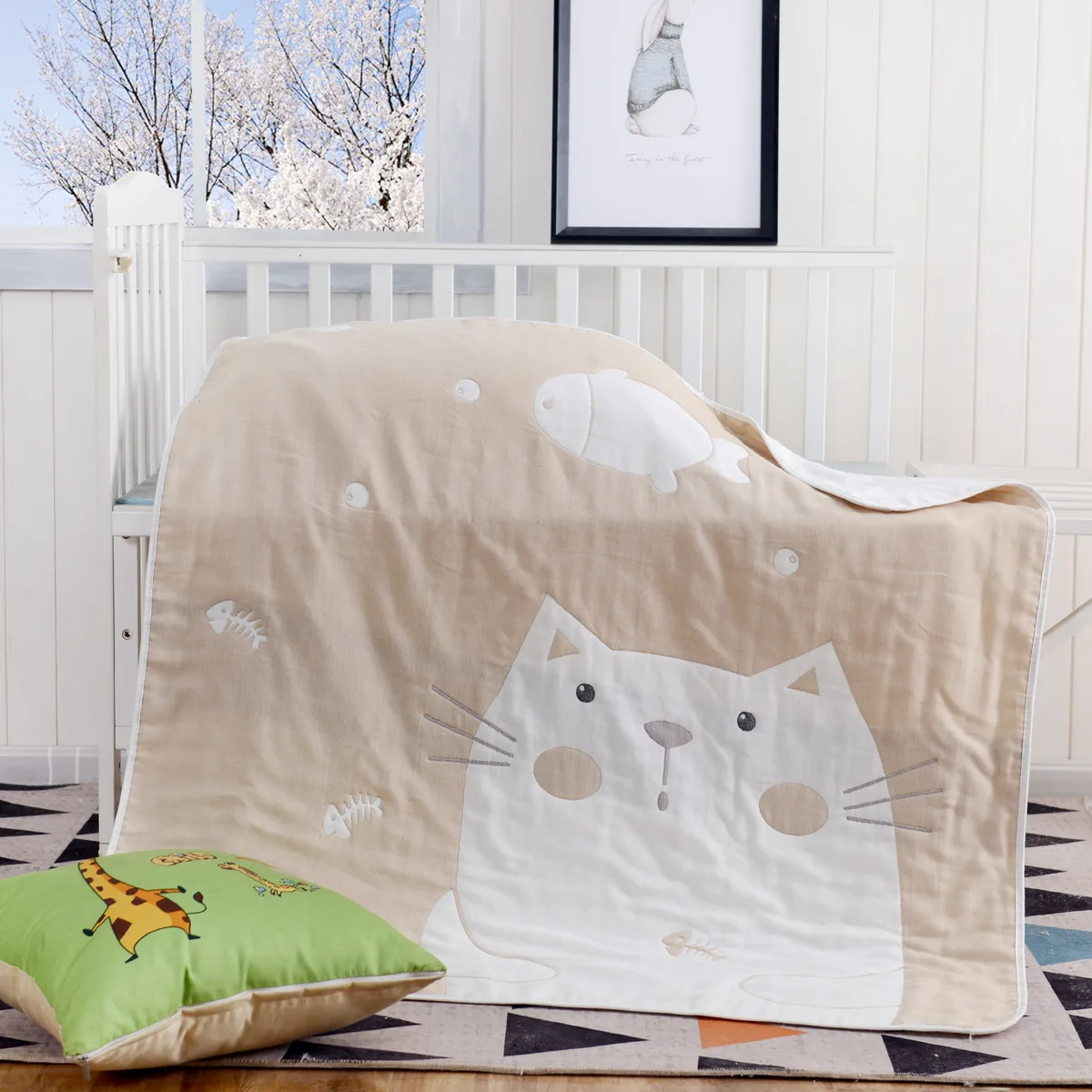 Ковдра бавовняна Home Line 110х110 см бежева