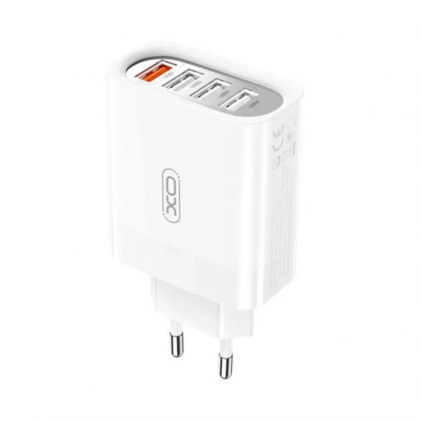 Сетевое зарядное устройство XO 4USB 18W ABS 95х52х28 мм Белый