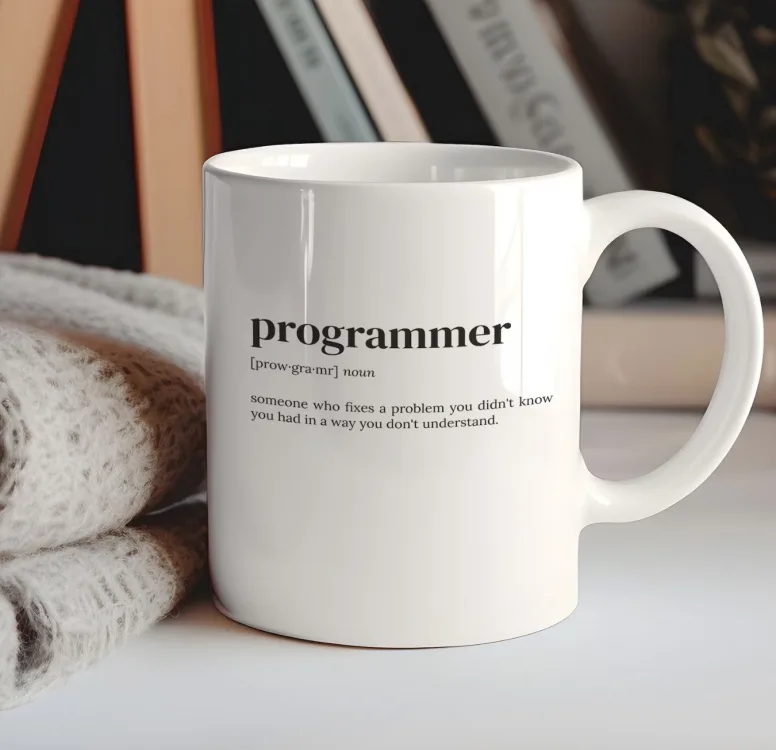 Чашка глянцева біла 19x9,5 см Programmer повнокольоровий друк