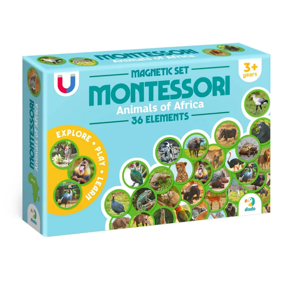Дитячий магнітний набір DoDo Toys Монтессорі 36 елементів тварини Африки
