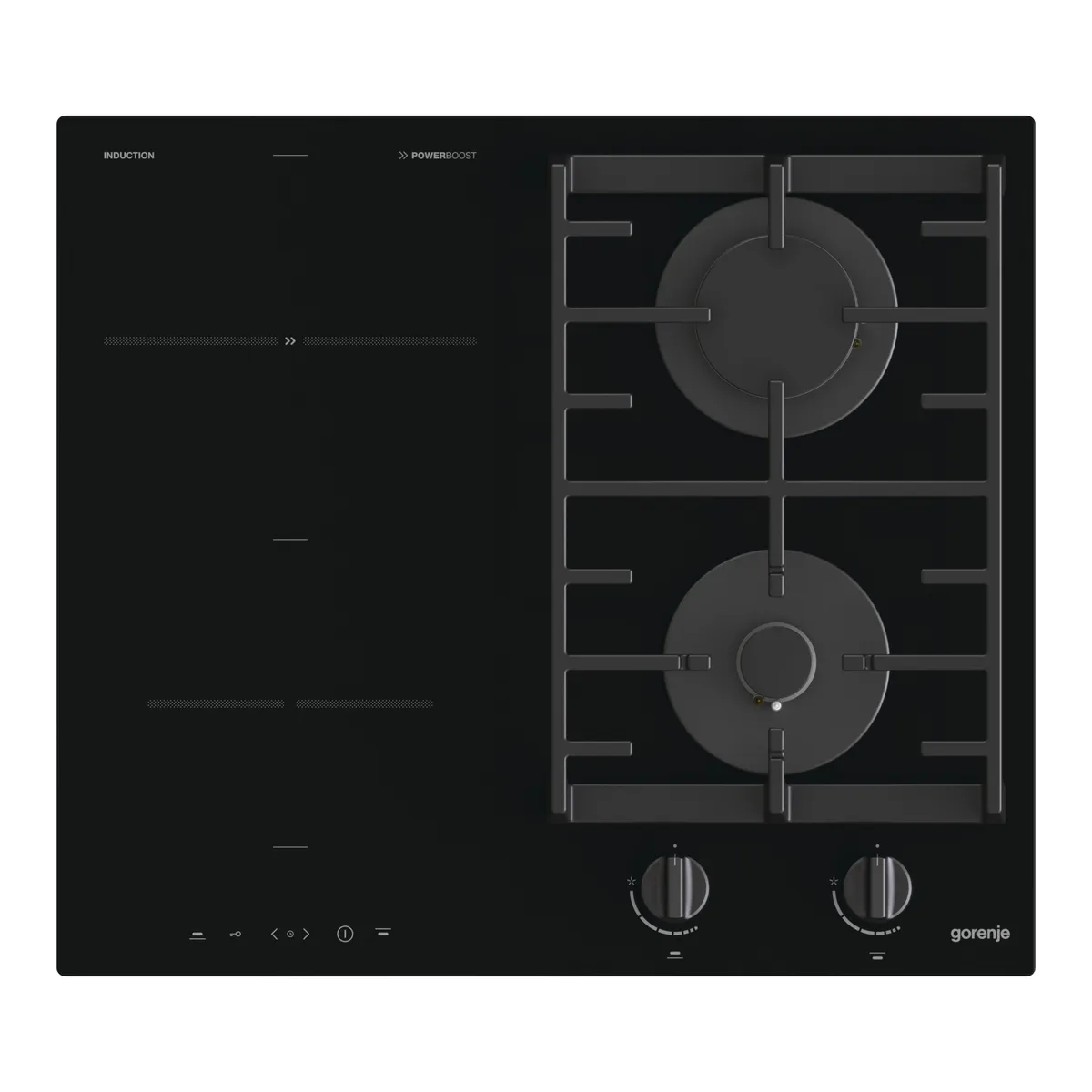Варильна поверхня Gorenje комбінована 60см чорна газова індукційна плита для кухні з таймером та захистом від дітей