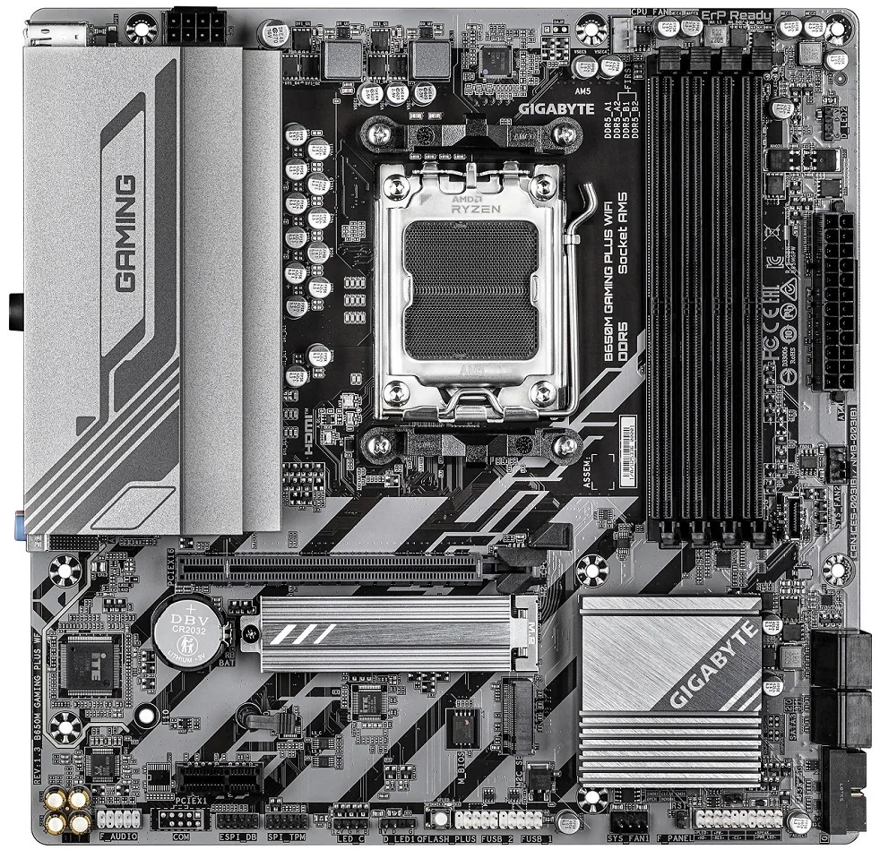 Материнська плата GIGABYTE B650M GAMING PLUS WF sAM5 B650 4xDDR5 M.2 HDMI DP Wi-Fi BT mATX
