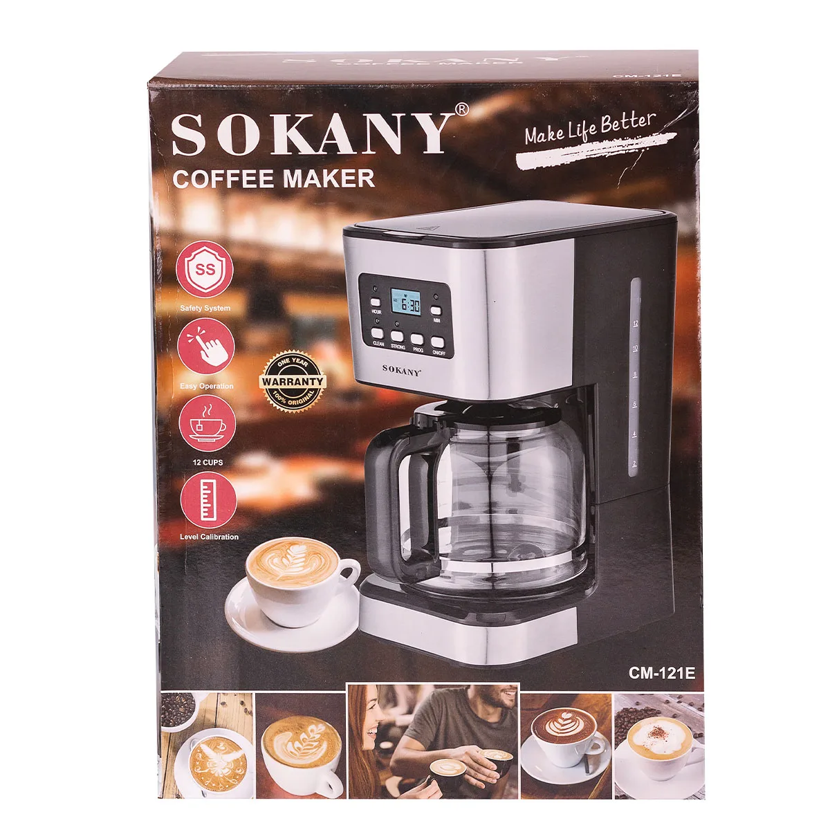 Кавоварка краплинна Sokany 1,5 л чорна з підігрівом кавника 950 Вт