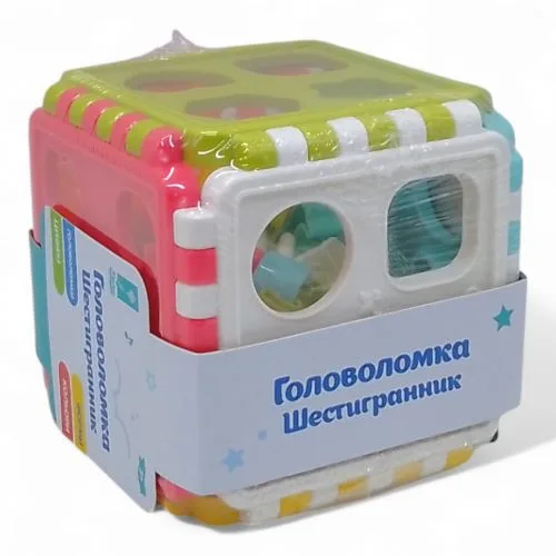 Логическая игра-сортер Страна игрушек шестигранник для детей 12.5 см разноцветная