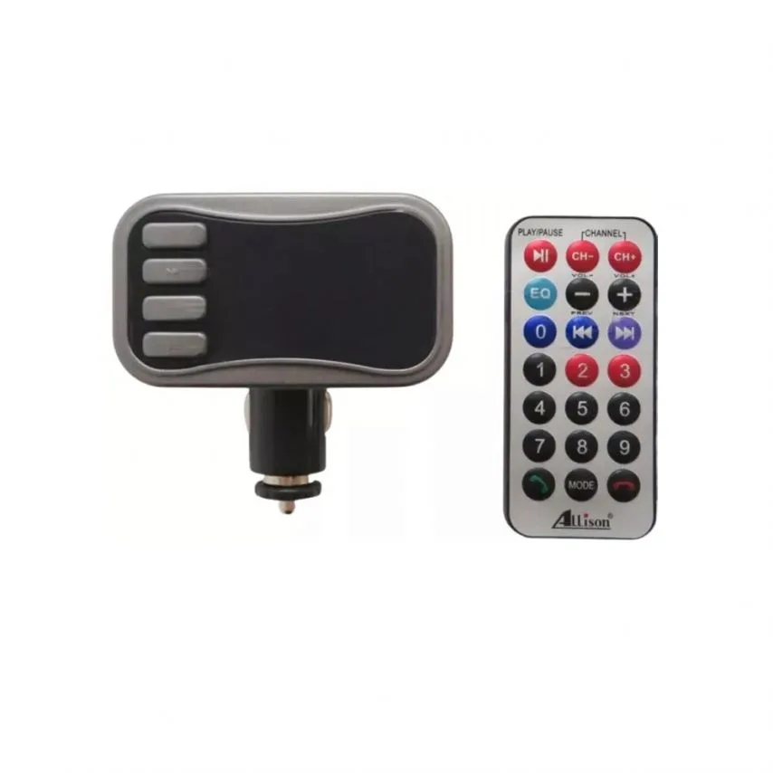FM-трансмітер Bluetooth пластик чорний 4 порти 2 USB 2,1А з мікрофоном