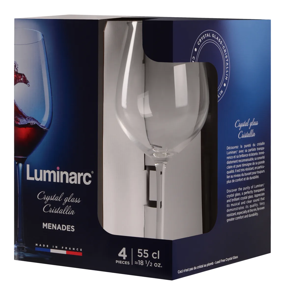 Набір келихів Luminarc 550 мл Krysta 4 шт для червоного вина
