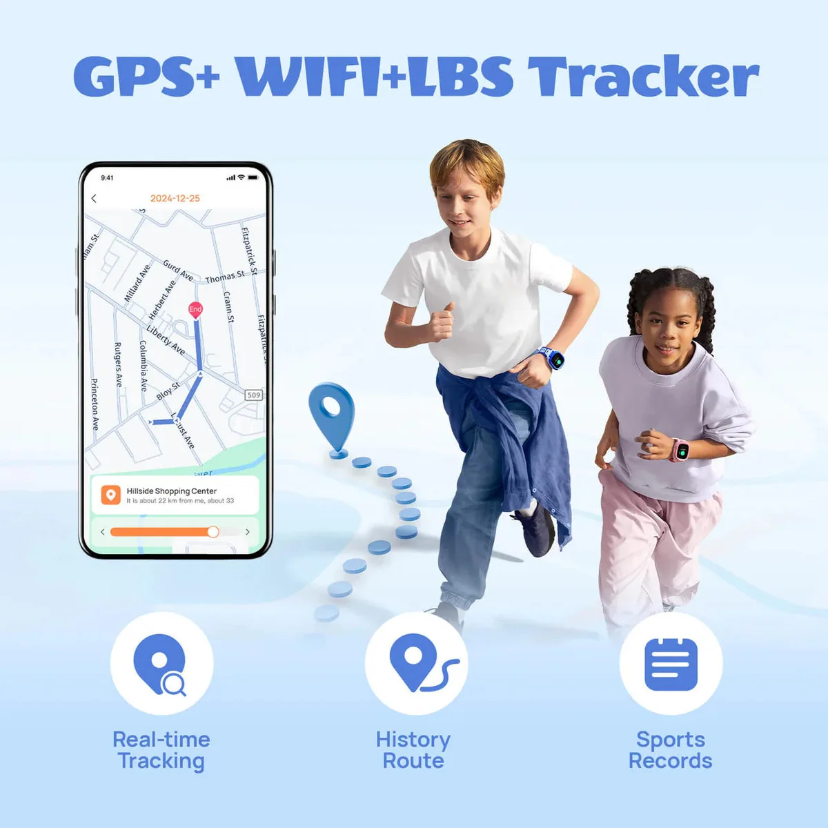 Дитячий годинник Mibro електронний 1.4" синій GPS 2МП 900мА·год 2ATM