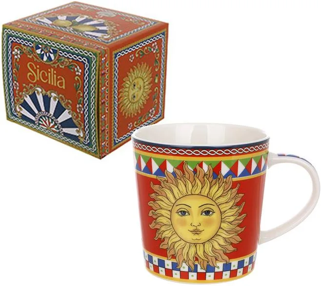 Кружка фарфоровая Bona 450 мл Сонце