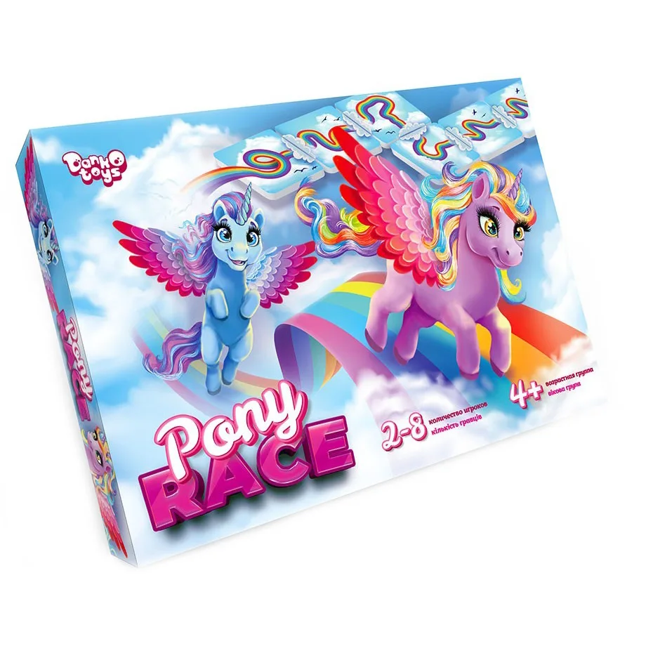 Настільна гра Danko Toys Поні Гонки картон 30х30 см багатоколірна