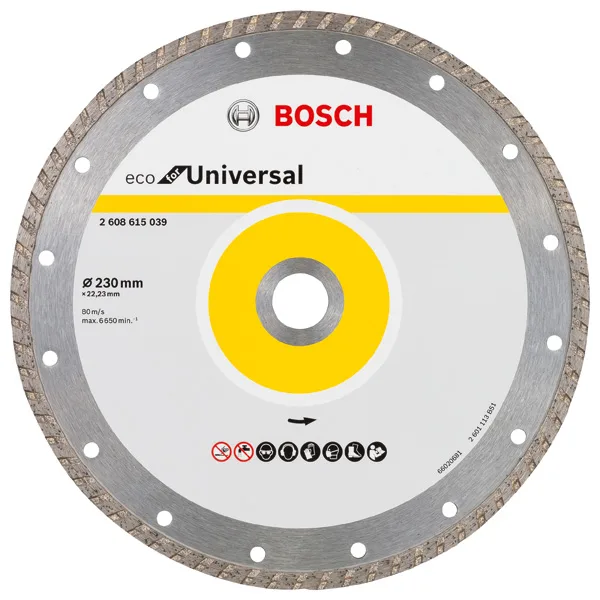 Алмазний диск Bosch Professional Eco Turbo 230 мм для універсального використання.