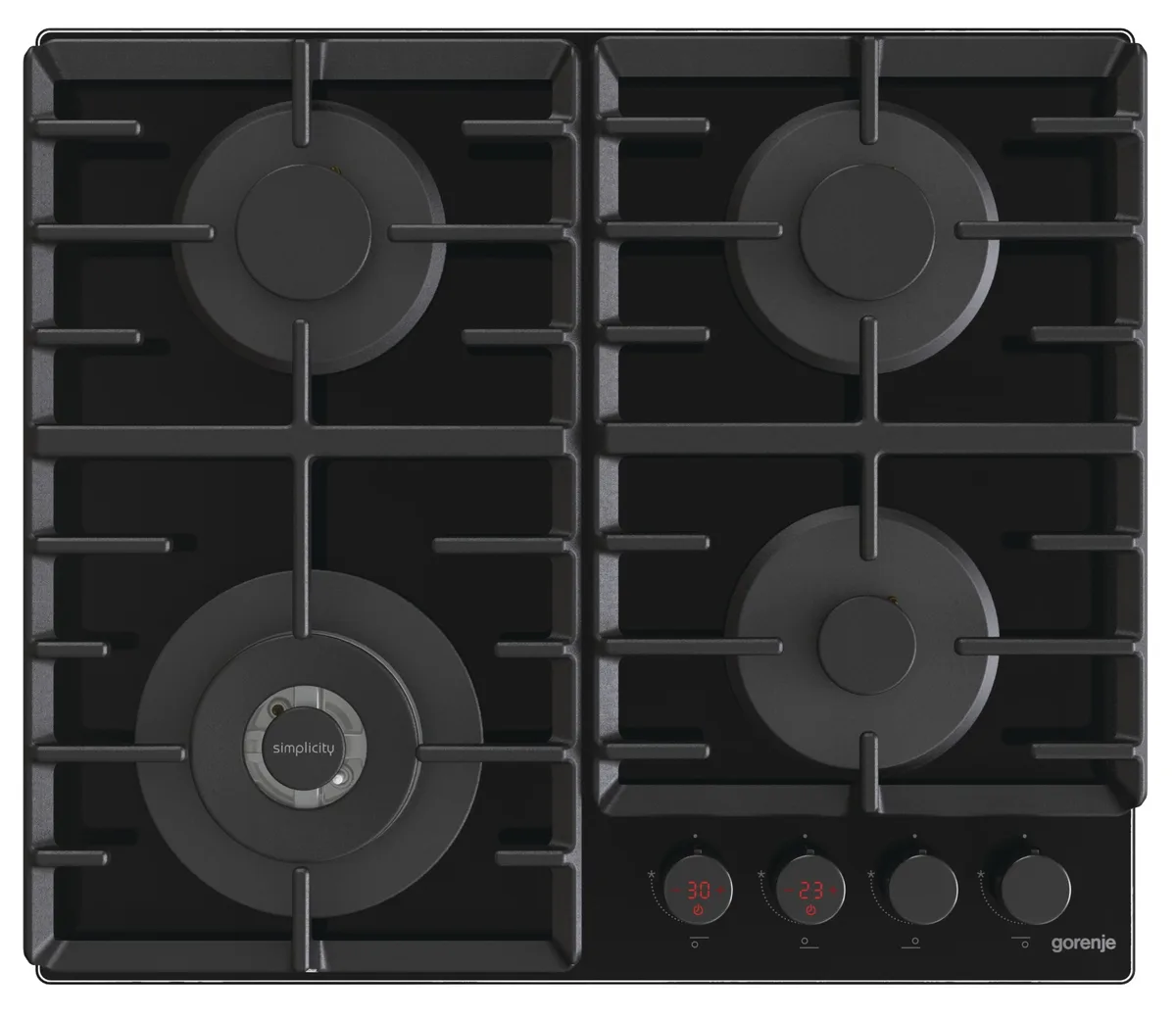 Варильна поверхня Gorenje газова на склі 60см чавун чорна для кухні з 4 пальниками газ-контролем