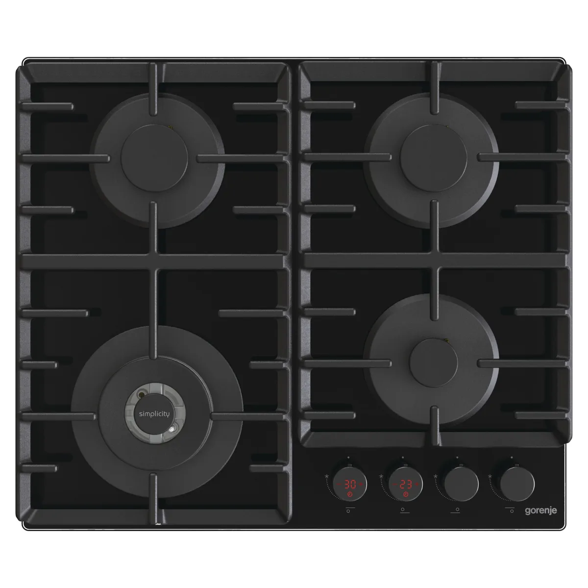 Варочная поверхность Gorenje газовая на стекле 60см чугун черная для кухни с 4 горелками газ-контролем