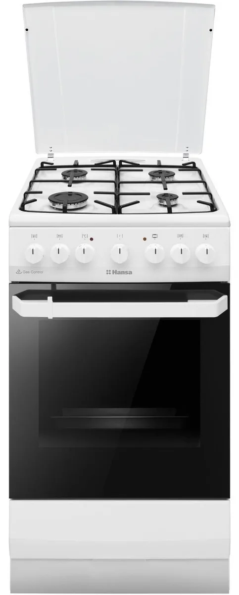 Комбінована плита Hansa, 50x60 см, 62 л, емаль, газовий контроль, білий.